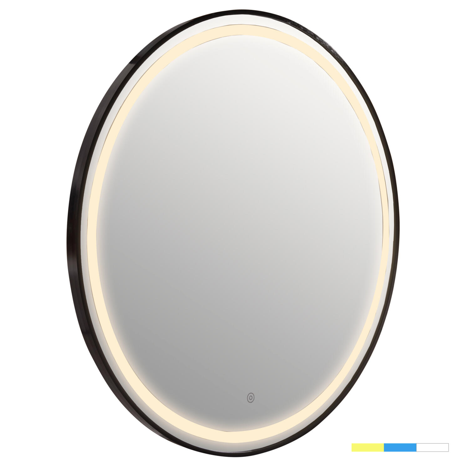 kathreptis-toichoy-stroggylos-fb9450301- Καθρεπτης Τοιχου Στρογγυλος Rounder HM4503.01 Αλουμινιο Σε Μαυρο-Φωτισμος LED φ80εκ. - Image 1
