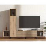 Κεντρο Ψυχαγωγιας-Συνθεση Andros Artisan Oak-Artisan Oak Με Μαυρες Γραμμες 184x30x138εκ - Image 2