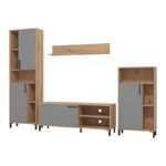 Κεντρο Ψυχαγωγιας-Συνθεση Cantal Artisan Oak-Γκρι Γραφιτης 279x38x192,5εκ - Image 4