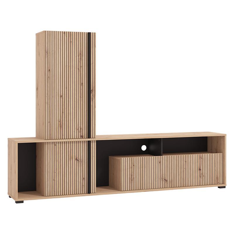 kentro-psychagogias-synthesi-chania-artisan-oak-artisan-oak-me-mayres-grammes-mayro-196x33x140ek1715170201 Κεντρο Ψυχαγωγιας-Συνθεση Chania Artisan Oak-Artisan Oak Με Μαυρες Γραμμες-Μαυρο 196x33x140εκ Xtrt - Image 1
