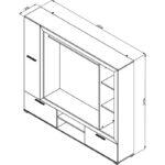 Κεντρο Ψυχαγωγιας-Συνθεση Lorca Grey Oak / Μαυρο 195x35x171εκ - Image 6