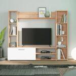 Κεντρο Ψυχαγωγιας-Συνθεση Mataro Artisan Oak-Λευκο 185x35x155εκ - Image 2