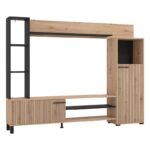 Κεντρο Ψυχαγωγιας-Συνθεση Retimno Artisan Oak-Artisan Oak Με Μαυρες Γραμμες-Μαυρο 208x33x158εκ