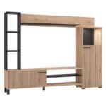 Κεντρο Ψυχαγωγιας-Συνθεση Retimno Artisan Oak-Artisan Oak Με Μαυρες Γραμμες-Μαυρο 208x33x158εκ - Image 6