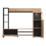 Κεντρο Ψυχαγωγιας-Συνθεση Retimno Artisan Oak-Artisan Oak Με Μαυρες Γραμμες-Μαυρο 208x33x158εκ - Image 8