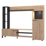 Κεντρο Ψυχαγωγιας-Συνθεση Retimno Artisan Oak-Artisan Oak Με Μαυρες Γραμμες-Μαυρο 208x33x158εκ - Image 9