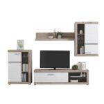 Κεντρο Ψυχαγωγιας-Συνθεση Rosso Grey Oak-Λευκη Λακα 266x41x186εκ - Image 3