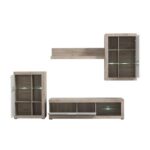 Κεντρο Ψυχαγωγιας-Συνθεση Rosso Grey Oak-Λευκη Λακα 266x41x186εκ - Image 4