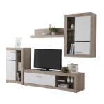 Κεντρο Ψυχαγωγιας-Συνθεση Rosso Grey Oak-Λευκη Λακα 266x41x186εκ - Image 5