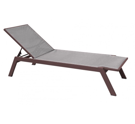 kerr-xaplostra-895-90622 Kerr Brown Ξαπλώστρα Αλουμινίου Textilene Grey/White - Image 1