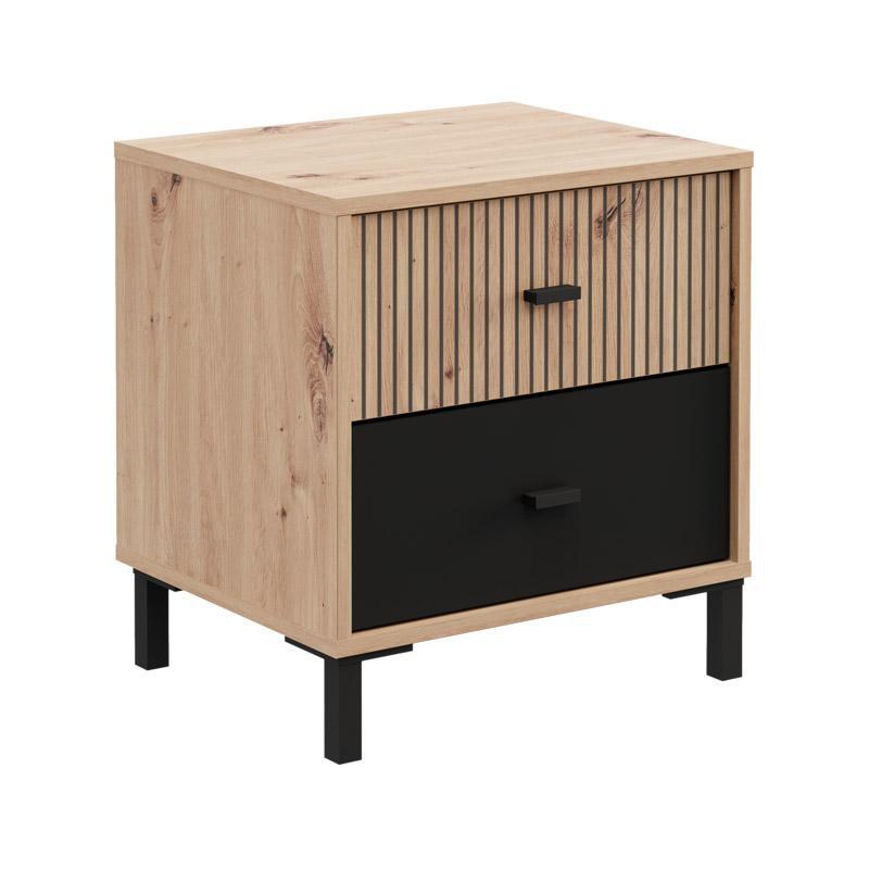 komodino-avignon-no2f-artisan-oak-mayro-chroma-48x40x52ek1776682202 Κομοδινο Avignon νο2f Artisan Oak-Μαυρο Χρωμα 48x40x52εκ - Image 1
