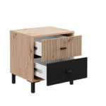 Κομοδινο Avignon νο2f Artisan Oak-Μαυρο Χρωμα 48x40x52εκ - Image 4