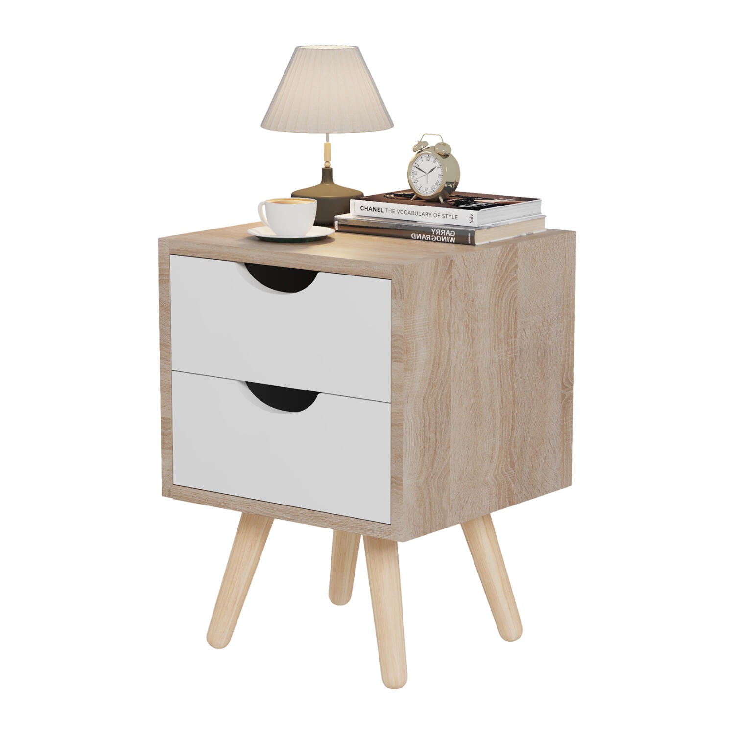 komodino-fb9247204-melamini-2-syrtaria-s Κομοδινο Dinkl HM2472.04 Μελαμινη- 2 Συρταρια Σοναμα-Λευκο 29,7x29,7x45υεκ - Image 1