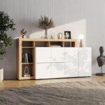Κομοτα-Μπουφες Argyll 192 4k2f2v Op Λευκο Με Artisan Oak Χρωμα 193x40x100εκ - Image 2