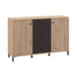 Κομοτα-Μπουφες Avignon 138 3k4f2v Artisan Oak-Μαυρο Χρωμα 139x40x90εκ
