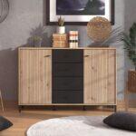 Κομοτα-Μπουφες Avignon 138 3k4f2v Artisan Oak-Μαυρο Χρωμα 139x40x90εκ - Image 2