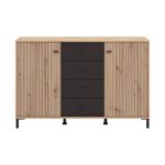 Κομοτα-Μπουφες Avignon 138 3k4f2v Artisan Oak-Μαυρο Χρωμα 139x40x90εκ - Image 3