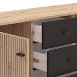 Κομοτα-Μπουφες Avignon 138 3k4f2v Artisan Oak-Μαυρο Χρωμα 139x40x90εκ - Image 5