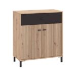 Κομοτα-Μπουφες Avignon 80 2k1f2v Artisan Oak-Μαυρο Χρωμα 80x40x90εκ