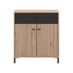 Κομοτα-Μπουφες Avignon 80 2k1f2v Artisan Oak-Μαυρο Χρωμα 80x40x90εκ - Image 3