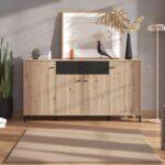 Κομοτα-Μπουφες Avignon 170 4k1f4v Artisan Oak-Μαυρο Χρωμα 170x40x90εκ - Image 2