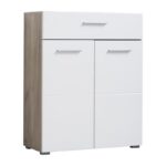 Κομοτα-Μπουφες Beny 2k1f Grey Oak-Λευκη Λακα 79x35x97,5εκ