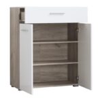 Κομοτα-Μπουφες Beny 2k1f Grey Oak-Λευκη Λακα 79x35x97,5εκ - Image 4
