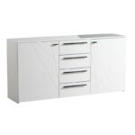 Κομοτα-Μπουφες Ksanti 3k4f Λευκη-Λευκη Λακα 163x40x80.5εκ