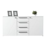 Κομοτα-Μπουφες Ksanti 3k4f Λευκη-Λευκη Λακα 163x40x80.5εκ - Image 3