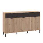 Κομοτα-Μπουφες Mayenne 3k3f Artisan Oak-Μαυρο Mat 157x40x93εκ