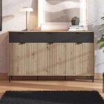 Κομοτα-Μπουφες Mayenne 3k3f Artisan Oak-Μαυρο Mat 157x40x93εκ - Image 2