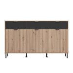 Κομοτα-Μπουφες Mayenne 3k3f Artisan Oak-Μαυρο Mat 157x40x93εκ - Image 3