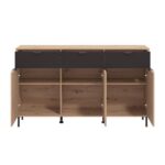 Κομοτα-Μπουφες Mayenne 3k3f Artisan Oak-Μαυρο Mat 157x40x93εκ - Image 5