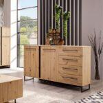 Κομοτα-Μπουφες Sardinia 3k4f Artisan Oak / Μαυρο 159x42x92.5εκ Srd - Image 2