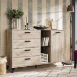 Κομοτα-Μπουφες Umbria 3k4f Grey Oak-Μαυρο 137x40x90εκ - Image 2