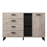 Κομοτα-Μπουφες Umbria 3k4f Grey Oak-Μαυρο 137x40x90εκ - Image 3