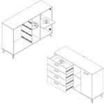 Κομοτα-Μπουφες Umbria 3k4f Grey Oak-Μαυρο 137x40x90εκ - Image 9