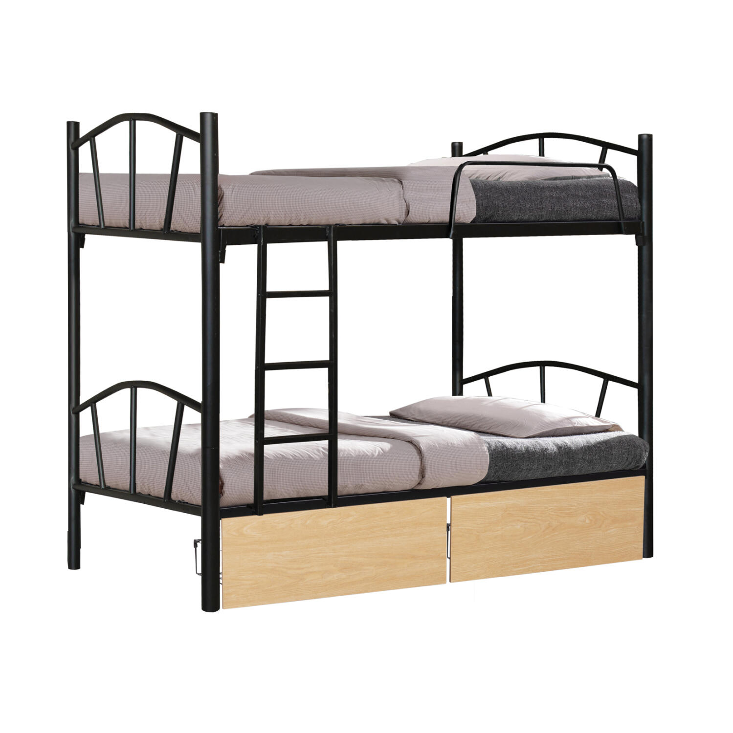 koyketa-fb92112201-metalliki-mayri-epida Κουκετα Floor HM21122.01 Μεταλλικη Μαυρη Με 2 Επιδαπεδια Συρταρια Sonama--Για 90x190εκ - Image 1