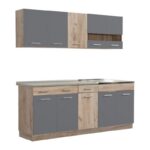 Κουζινα Dalila 200 Grey Oak / Γκρι 200x51,5x206,5εκ