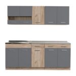 Κουζινα Dalila 200 Grey Oak / Γκρι 200x51,5x206,5εκ - Image 3