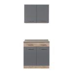 Κουζινα Dalila 80 Grey Oak / Γκρι 80x51,5x206,5εκ - Image 3