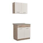 Κουζινα Dalila 80 Grey Oak / Λευκο 80x51,5x206,5εκ