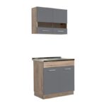 Κουζινα Dalila 80s Grey Oak / Γκρι 80x51,5x206,5εκ