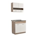 Κουζινα Dalila 80s Grey Oak / Λευκο 80x51,5x206,5εκ