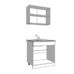 Κουζινα Dalila 80s Grey Oak / Λευκο 80x51,5x206,5εκ - Image 5