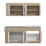 Κουζινα Leona 180 Grey Oak/White Oak 180x60/30x200εκ - Image 4