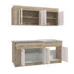 Κουζινα Leona 180 Grey Oak/White Oak 180x60/30x200εκ - Image 5