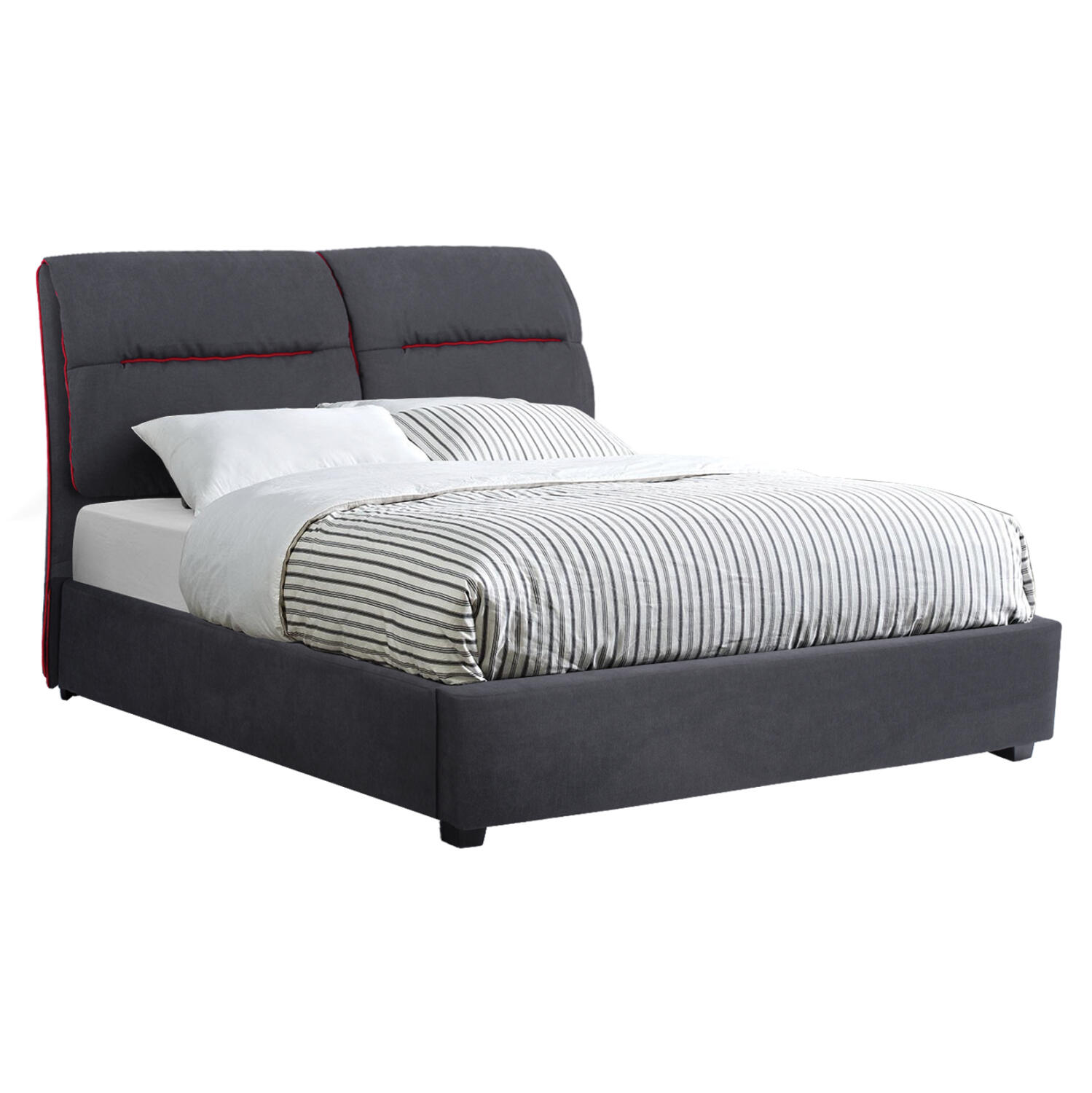 krebati-diplo-gia-stroma-150x200-ek-me-y Κρεβατι Kendra Διπλο Για Στρωμα 150x200 Εκ. Με Υφασμα Γκρι Και Κοκκινη Ριγα HM562 - Image 1