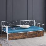 Κρεβατι-Καναπες Bernie HM21121.01 Λευκος Μεταλ.σκελετος & 2 Συρταρια- Για 190x90εκ. - Image 2