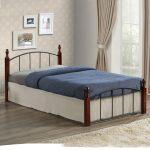 Κρεβατι Makai Μεταλλο Rubberwood Καρυδι--Για Στρωμα 90x190 HM381